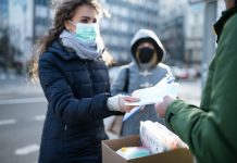 Coronavirus in city, prevention and protection concept