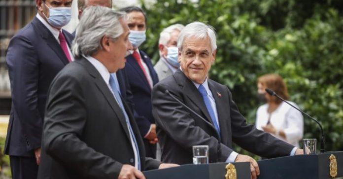El Presidente Piñera y su par argentino Alberto Fernández en una visita reciente del mandatario trasandino