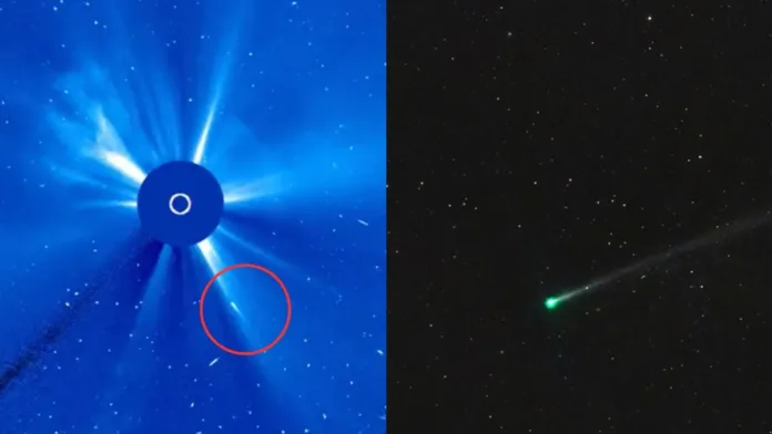 La sonda espacial registra el final de un cometa al caer en el Sol. La sonda espacial registra el final de un cometa al caer en el Sol.