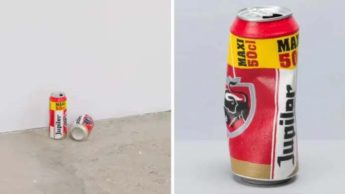 Obra de arte desechada por error en Países Bajos: latas de cerveza engañosas. Obra de arte desechada por error en Países Bajos: latas de cerveza engañosas.