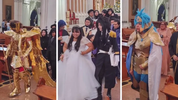Pareja mexicana celebra su amor con una boda inspirada en "Los Caballeros del Zodiaco". Pareja mexicana celebra su amor con una boda inspirada en "Los Caballeros del Zodiaco".