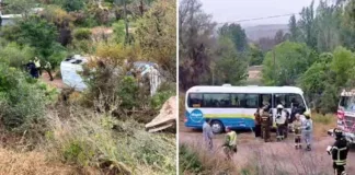 Volcamiento de bus escolar en Illapel deja 11 estudiantes heridos.