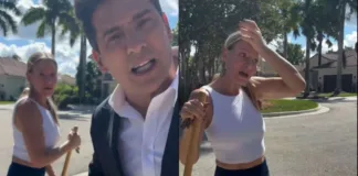 Marcela Vacarezza reacciona entre risas a la broma de Rafael Araneda: 'Te voy a cobrar'.