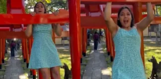 Indignación por influencer chilena que ejercitó en un Torii