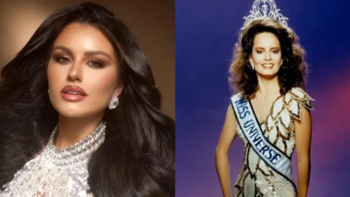 Cecilia Bolocco felicita a Emilia Dides en su camino hacia Miss Universo. Cecilia Bolocco felicita a Emilia Dides en su camino hacia Miss Universo.
