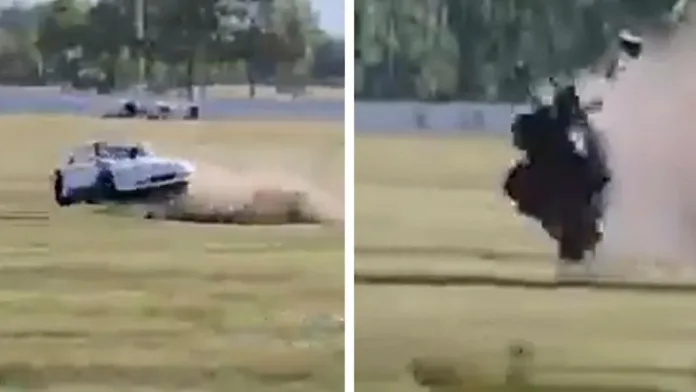 El piloto sorprende con su reacción tras un accidente en La Plata. Impactante carrera. El piloto sorprende con su reacción tras un accidente en La Plata. Impactante carrera.