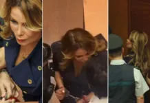 Cathy Barriga es esposada tras un emotivo beso de despedida.
