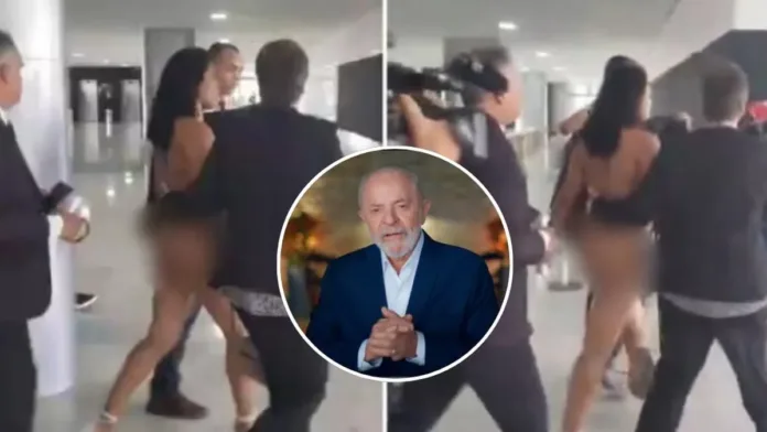 Mujer se desnuda en el Palacio de Planalto exigiendo hablar con Lula da Silva. Mujer se desnuda en el Palacio de Planalto exigiendo hablar con Lula da Silva.