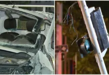 Accidente frente al Palacio de La Moneda: conductor choca y vuelca su vehículo.
