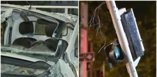 Accidente frente al Palacio de La Moneda: conductor choca y vuelca su vehículo.