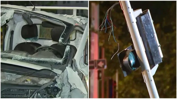 Accidente frente al Palacio de La Moneda: conductor choca y vuelca su vehículo. Accidente frente al Palacio de La Moneda: conductor choca y vuelca su vehículo.