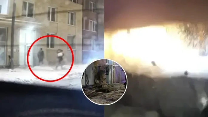 Momento del atentado que acabó con la vida del general ruso Ígor Kirílov en Moscú. Momento del atentado que acabó con la vida del general ruso Ígor Kirílov en Moscú.