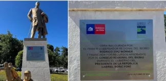La Seremi de Cultura denuncia infracción por placa en la estatua de Matías Cousiño.