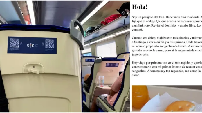 Pasajero deja mensaje nostálgico tras apropiarse de QR roto en Estación Central-Chillán. Pasajero deja mensaje nostálgico tras apropiarse de QR roto en Estación Central-Chillán.