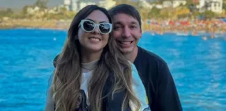 Rodrigo Gallina y Karina León: celebrando su amor en el momento más dulce.