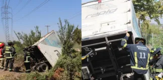 Camión de carga se hunde en canal San Carlos; dos personas atrapadas en La Florida.