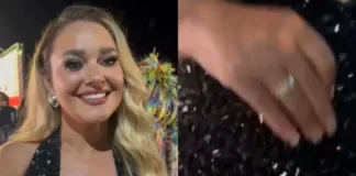 Daniela Nicolás sorprende en la Gala de Viña con anillo de compromiso en mano.