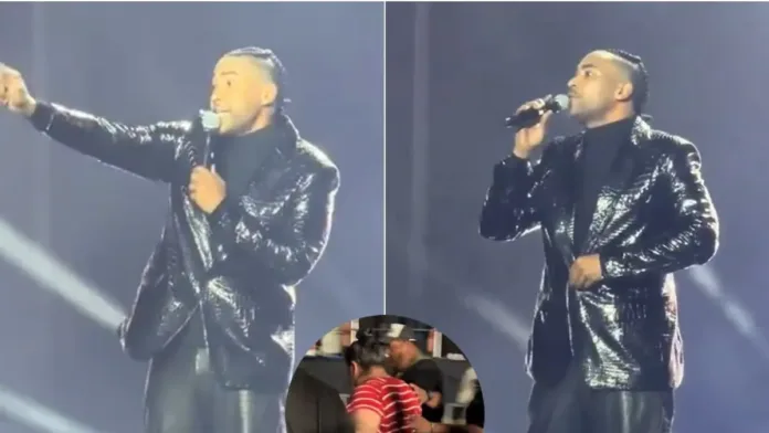 Don Omar reacciona ante la falta de respeto de una fanática en pleno concierto. Don Omar reacciona ante la falta de respeto de una fanática en pleno concierto.