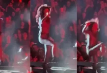 Cami se accidenta al caer del escenario durante su show en Santiago.